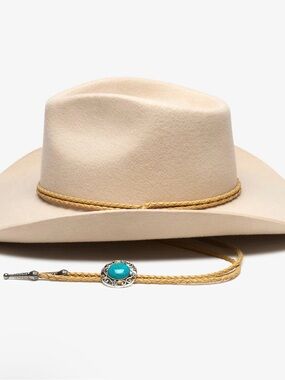 Wyeth Lennox Cowgirl Hat with Braided Chin Bolo Cord and Turquoise-color Accent
